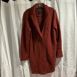 RACHEL ZOE Blend Whool Maroon Coat Overcoat Tweed Knit Trench Jacket